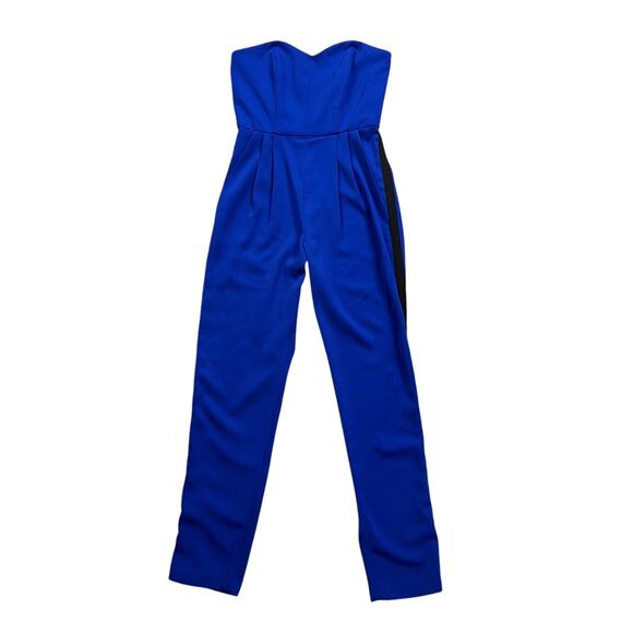 Maia Jumpsuit Women 2 Royal Blue Strapless Boning Pleated Bodice Pockets BackZip - Picture 1 of 16